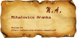 Mihalovics Aranka névjegykártya